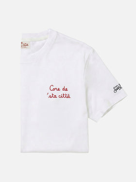 Classic fit cotton jersey t-shirt Portofino with Core de 'sta città embroidery | AS ROMA SPECIAL EDITION