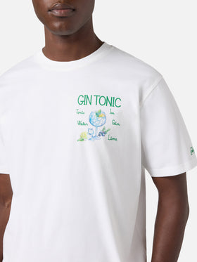 White Portofino T-shirt with Gin Tonic embroidery
