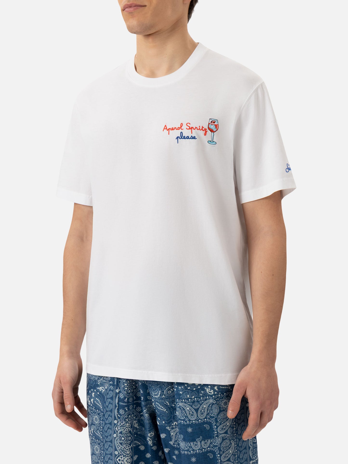 T-shirt Portofino in jersey di cotone classic fit con ricamo Aperol Spritz, please | APEROL SPECIAL EDITION