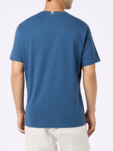 T-shirt da uomo classic fit in jersey di cotone Portofino con ricamo Bocciato puro all'alcol test