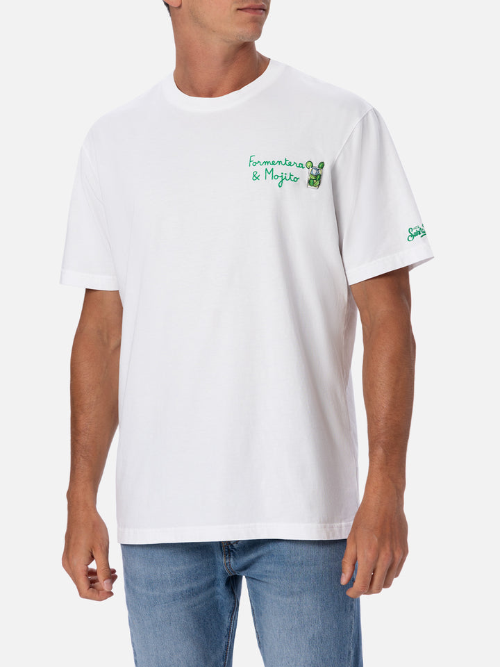 T-shirt da uomo classic fit in jersey di cotone Portofino con ricamo aperitivo Formentera