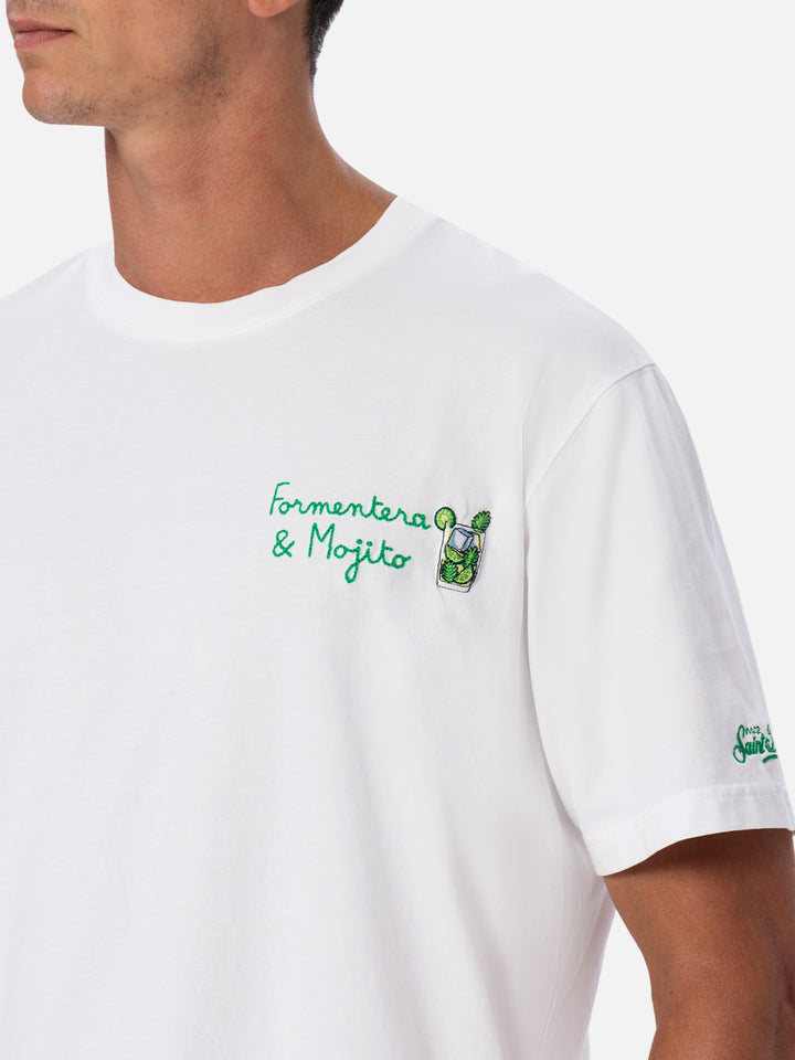 T-shirt da uomo classic fit in jersey di cotone Portofino con ricamo aperitivo Formentera