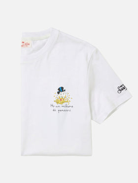 T-shirt Portofino blanc avec broderie Ho Un Milione Di Pensieri | Édition spéciale 