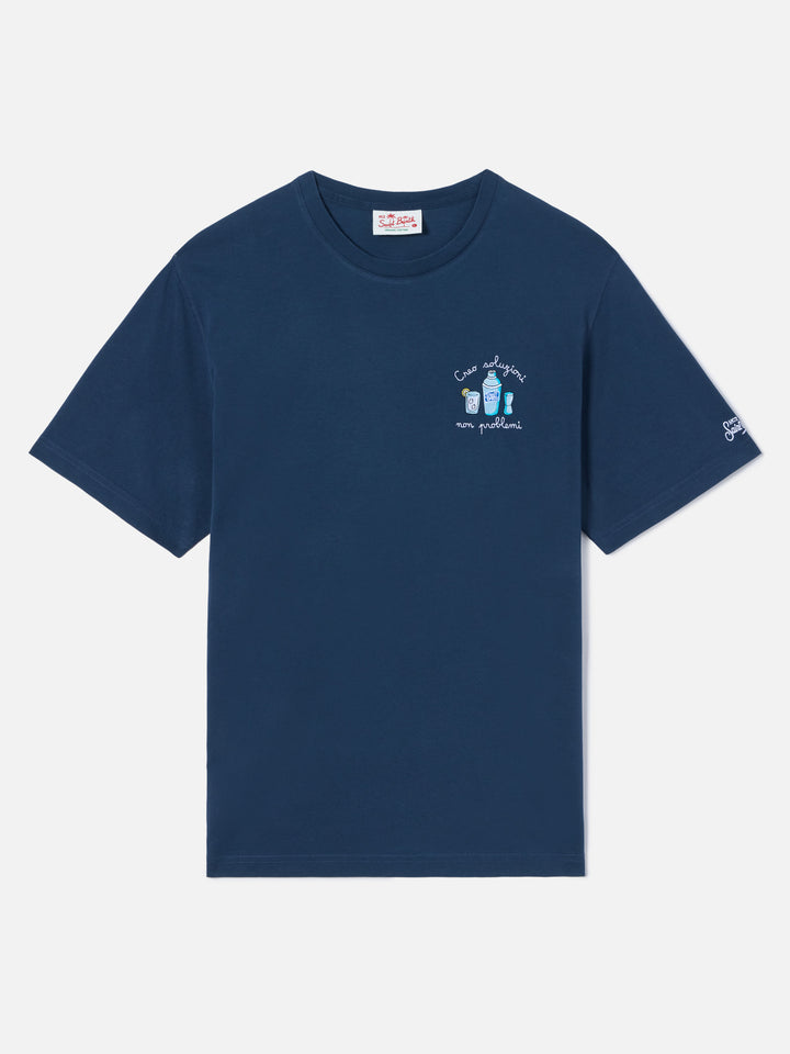 Blue Portofino T-shirt with Creo Soluzioni Non Problemi embroidery