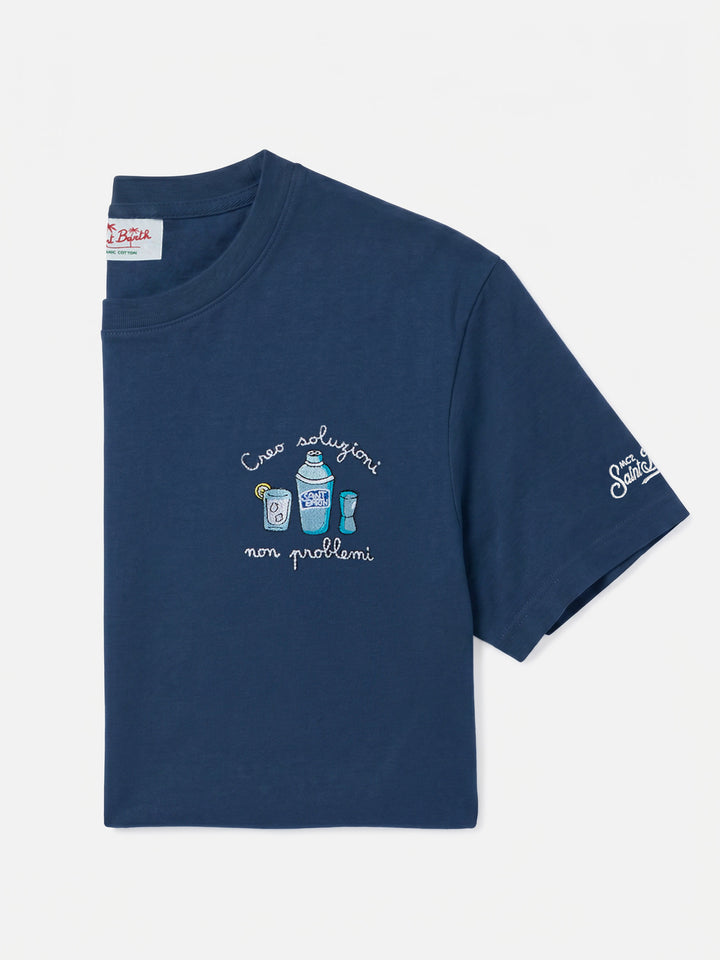 T-shirt Portofino blu con ricamo Creo Soluzioni Non Problemi