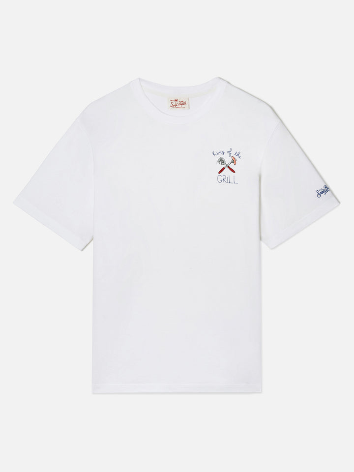 T-shirt Portofino bianca con ricamo King Of The Grill