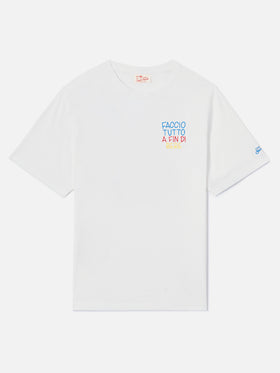T-shirt Portofino bianca con ricamo Faccio Tutto A Fin Di Bere | Special Edition