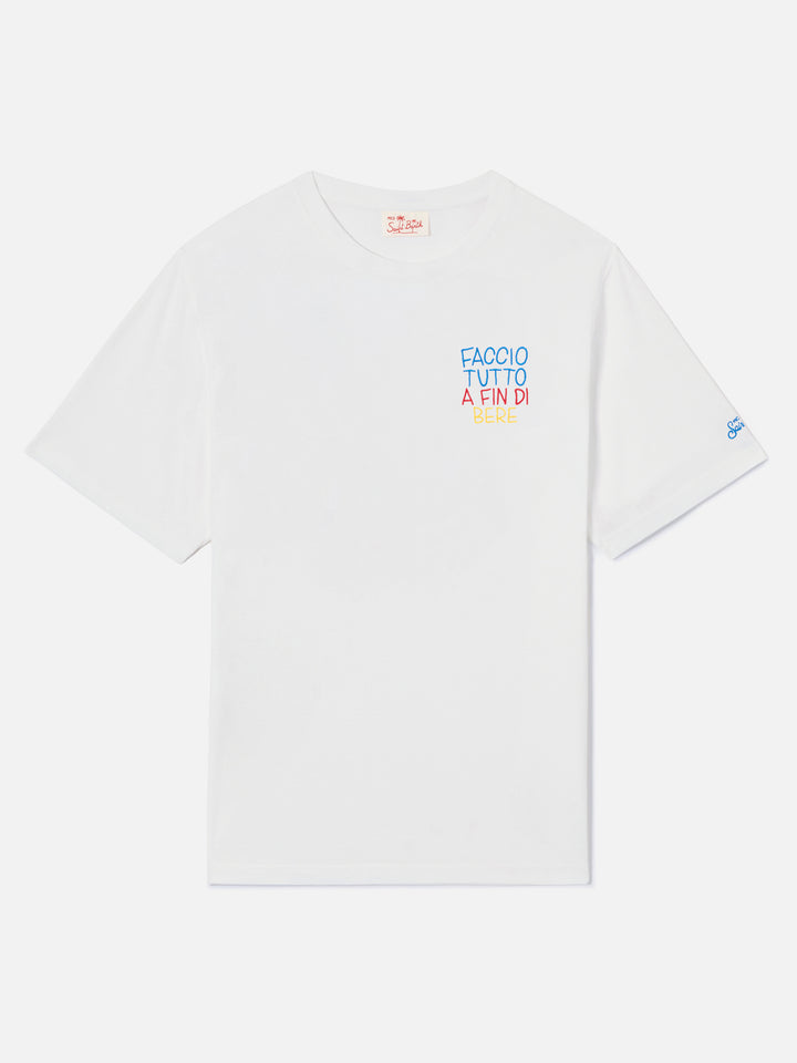 White Portofino T-shirt with Faccio Tutto A Fin Di Bere embroidery | Special Edition