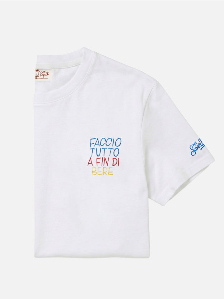 Camiseta Portofino blanca con bordado Faccio Tutto A Fin Di Bere | Edición Especial 
