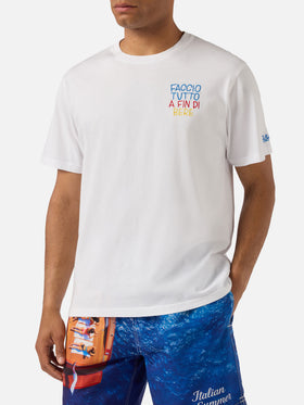 T-shirt Portofino bianca con ricamo Faccio Tutto A Fin Di Bere | Special Edition