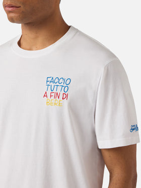 T-shirt Portofino bianca con ricamo Faccio Tutto A Fin Di Bere | Special Edition