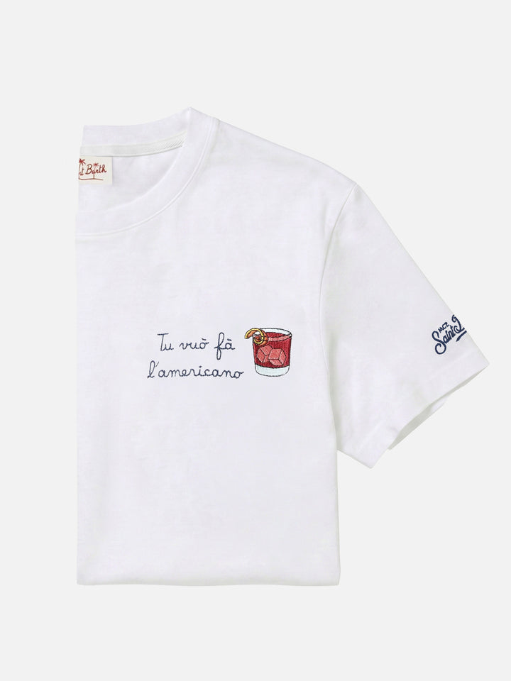 T-shirt Portofino bianca con ricamo Tu Vuò Fà L'americano