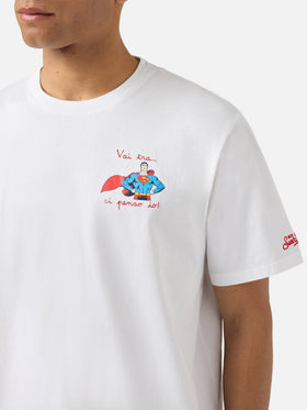 White Portofino T-shirt with Vai Tra Ci Penso Io! embroidery | Special Edition