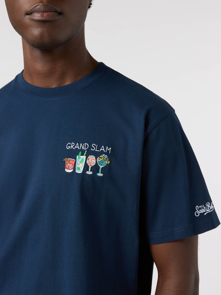 T-shirt Portofino blu con ricamo Grand Slam