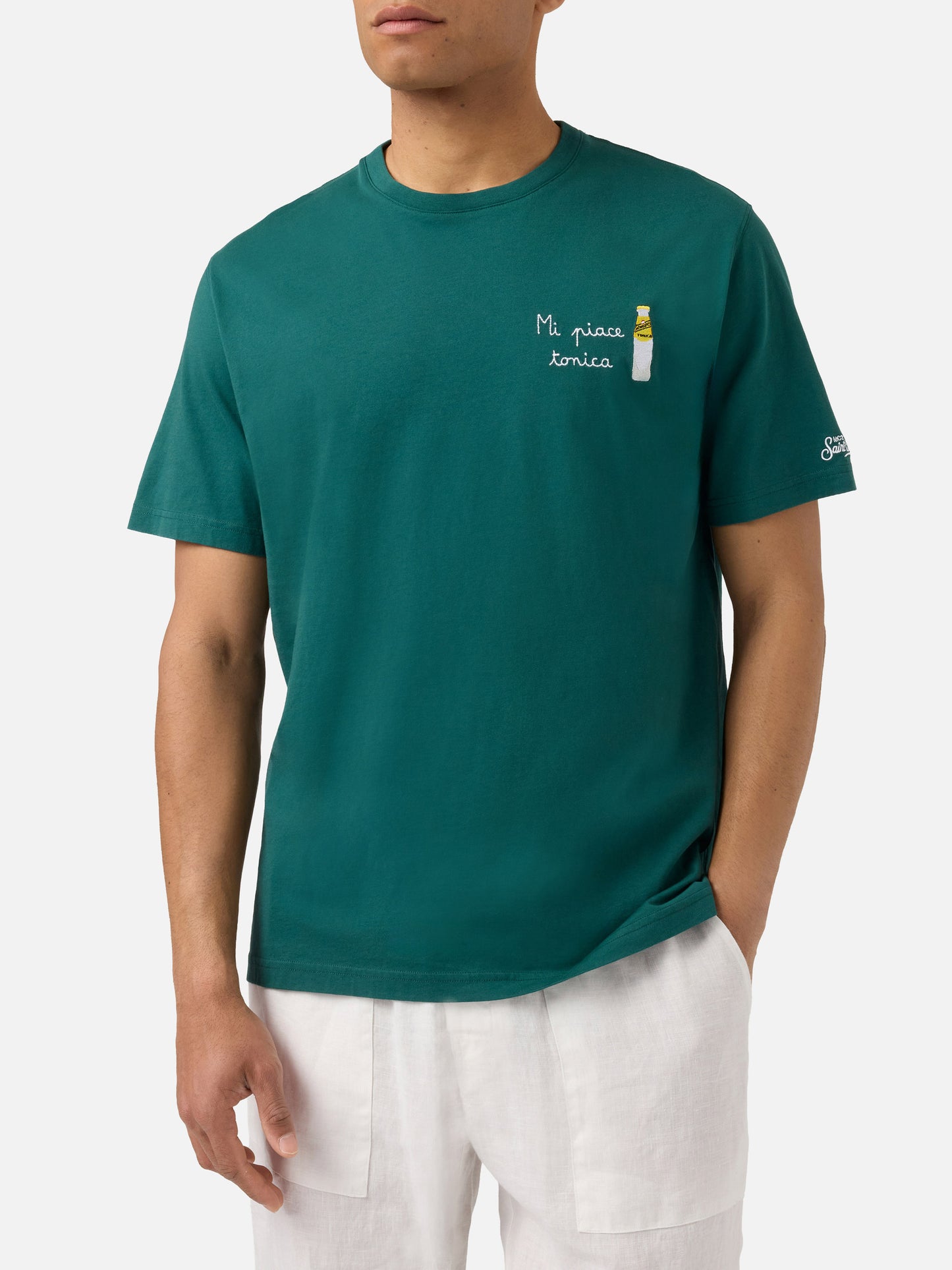Green Portofino T-shirt with Mi Piace Tonica embroidery | Special Edition