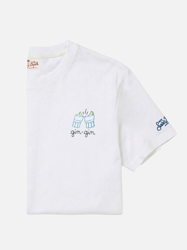 Camiseta de jersey de algodón de corte clásico Portofino con bordado Gin Gin | INSULTI LUMINOSI SPECIAL EDITION 
