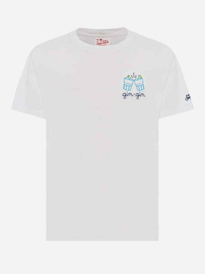 Classic fit cotton jersey t-shirt Portofino with Gin Gin embroidery | INSULTI LUMINOSI SPECIAL EDITION - MC2 Saint Barth