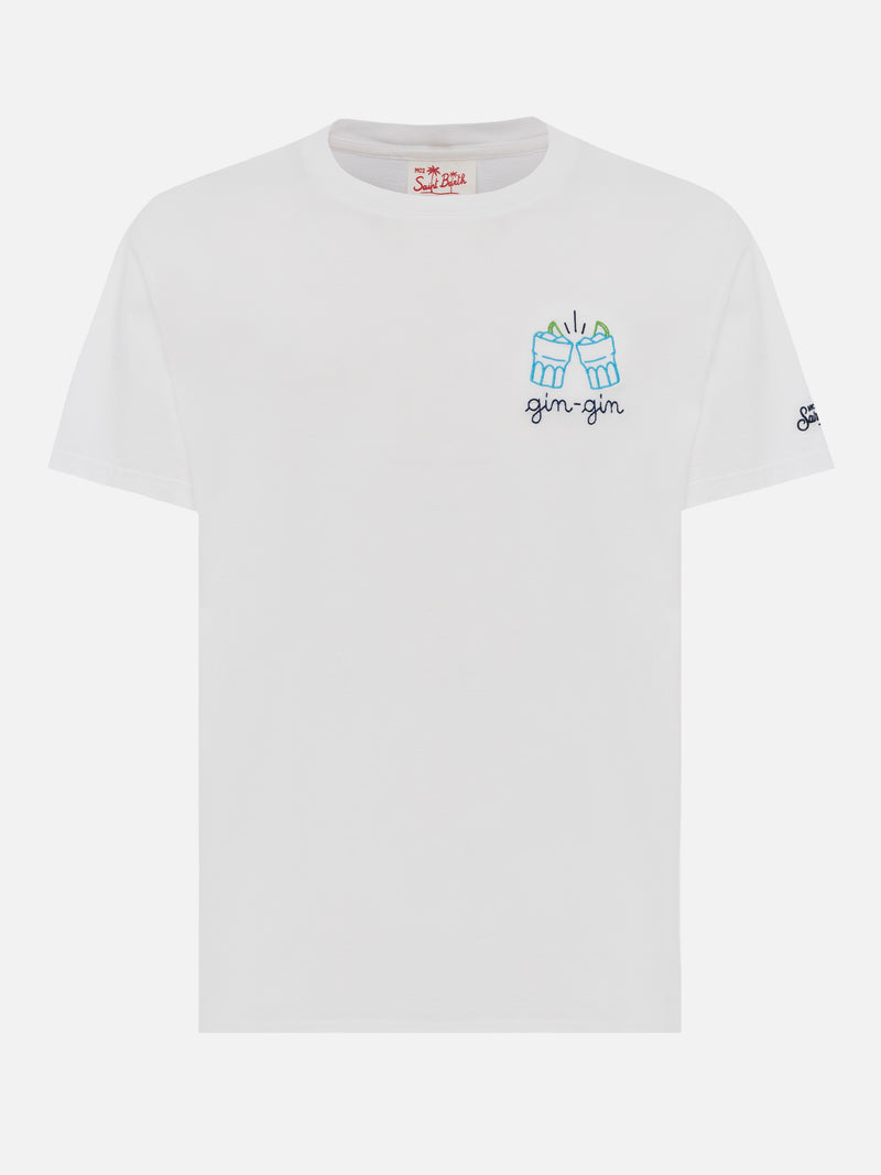 Classic fit cotton jersey t-shirt Portofino with Gin Gin embroidery |INSULTI LUMINOSI SPECIAL EDITION