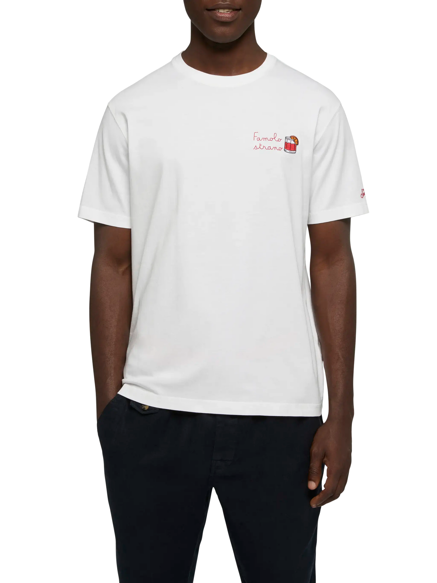 T-shirt Portofino in jersey di cotone classic fit con ricamo Famolo strano | INSULTI LUMINOSI SPECIAL EDITION