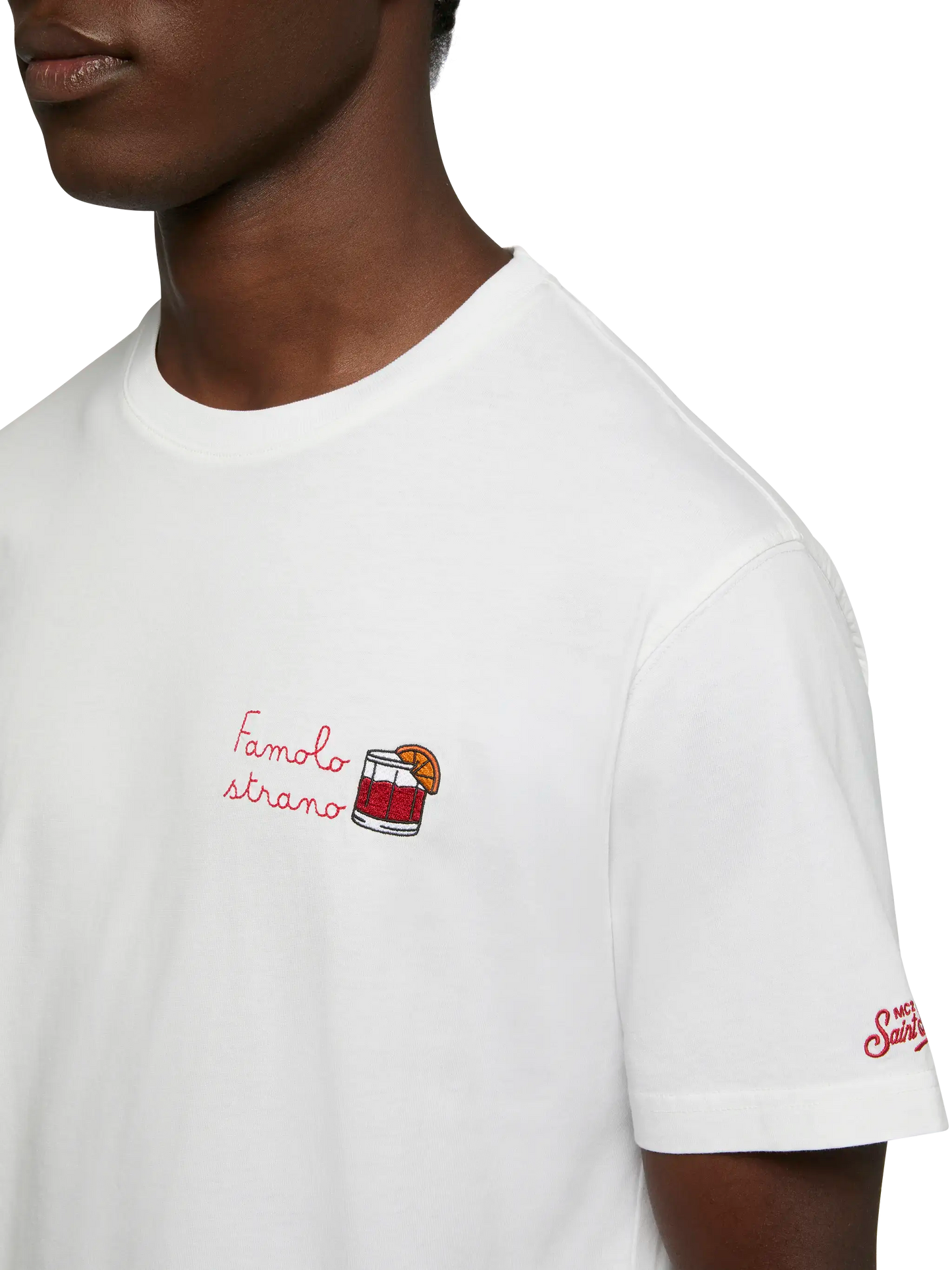 T-shirt Portofino in jersey di cotone classic fit con ricamo Famolo strano | INSULTI LUMINOSI SPECIAL EDITION