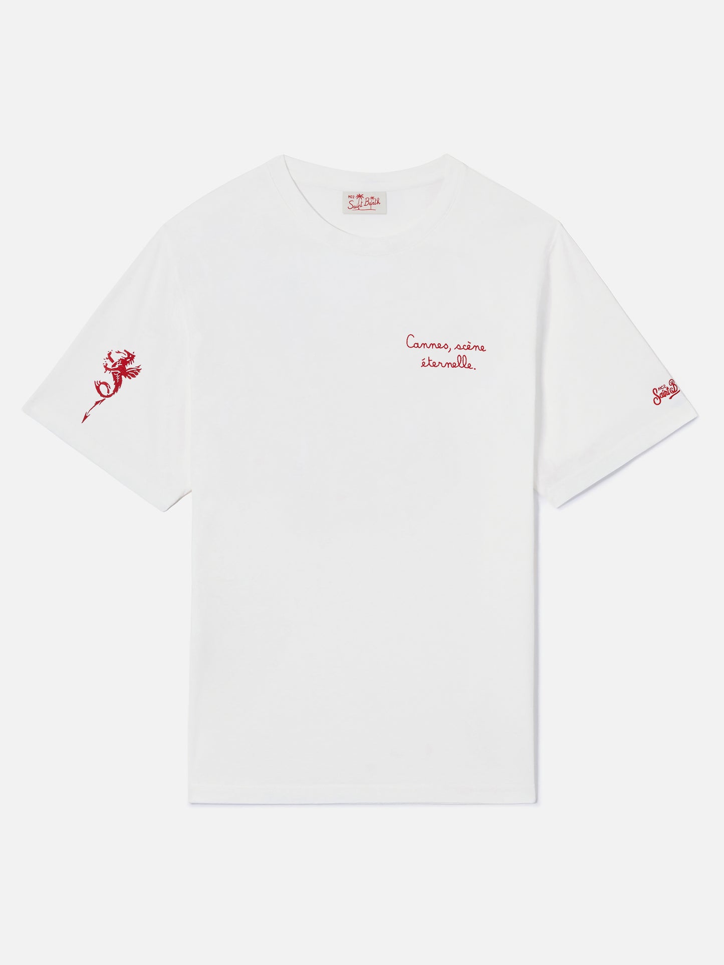 White Portofino T-shirt with AS Cannes Cannes scène éternelle embroidery | AS CANNES SPECIAL EDITION
