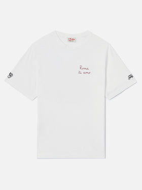 White Portofino T-shirt with Roma ti amo embroidery | AS ROMA SPECIAL EDITION