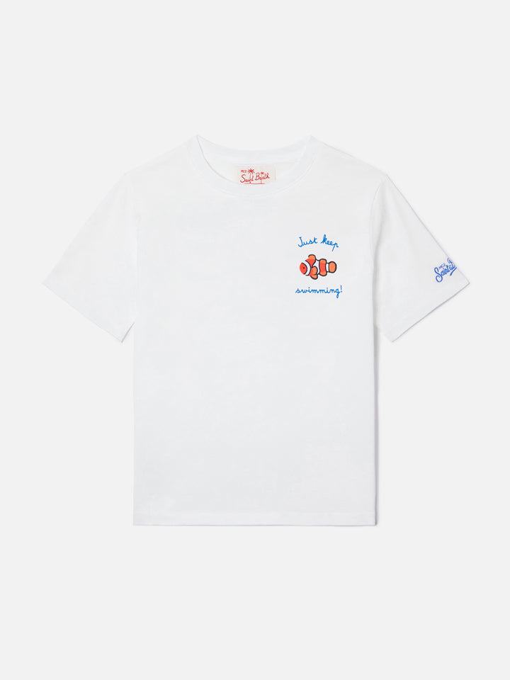 T-shirt Portofino Jr con ricamo Just Keep Swimming!