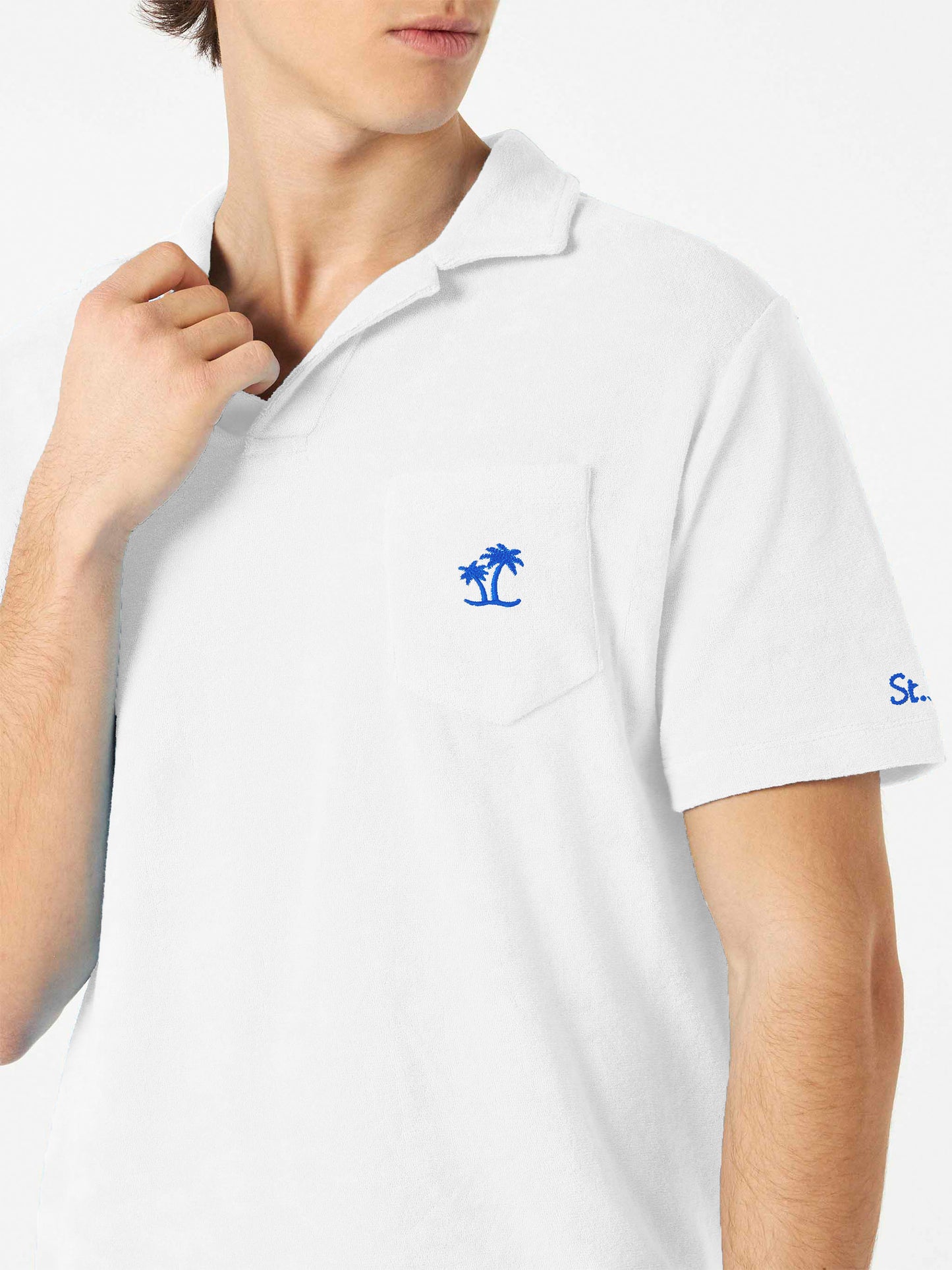 Man terry white polo