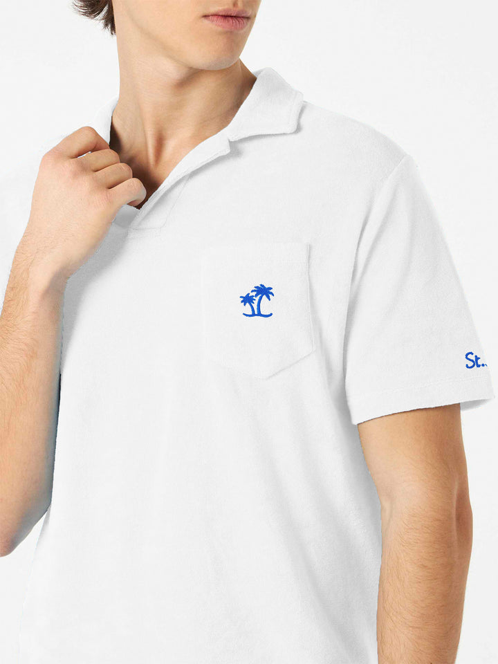 Man terry white polo