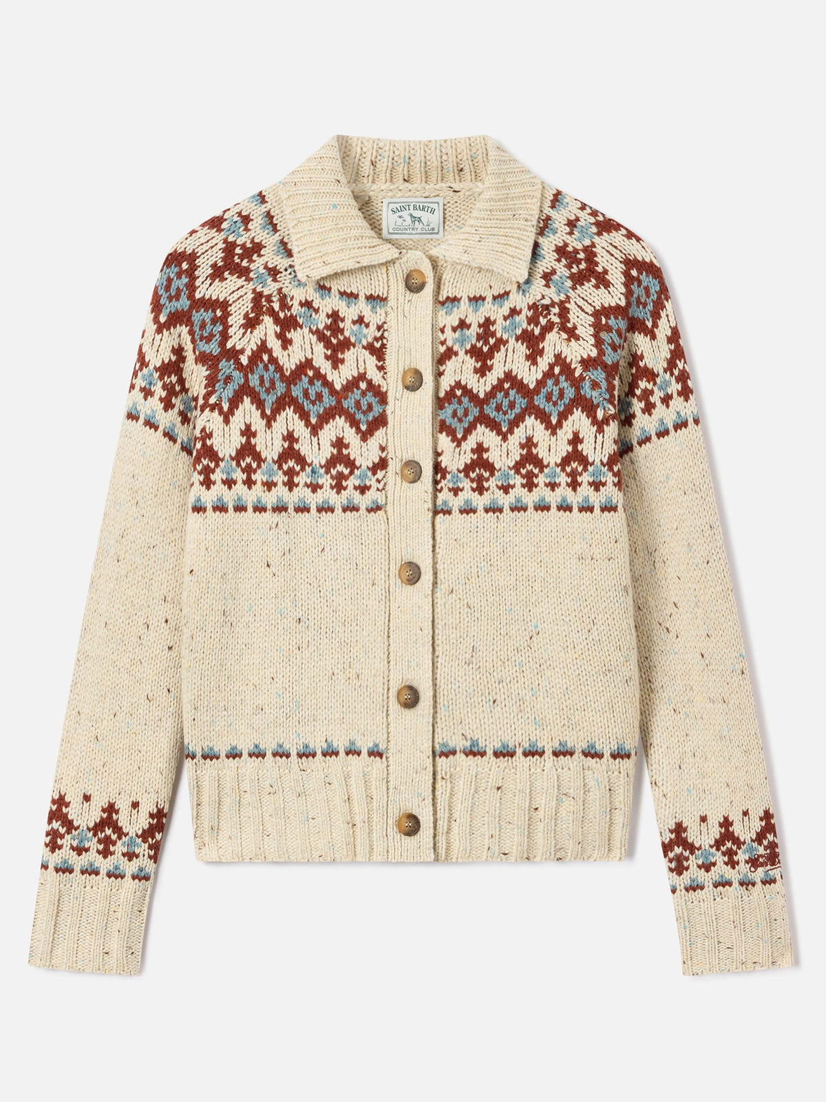 Cárdigan Patty de mezcla de lana Donegal con motivo Fair Isle 
