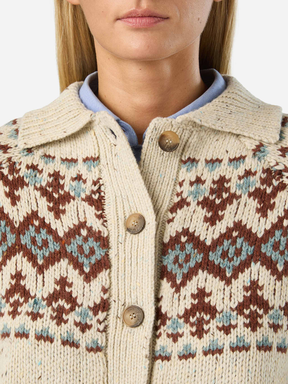 Cárdigan Patty de mezcla de lana Donegal con motivo Fair Isle 