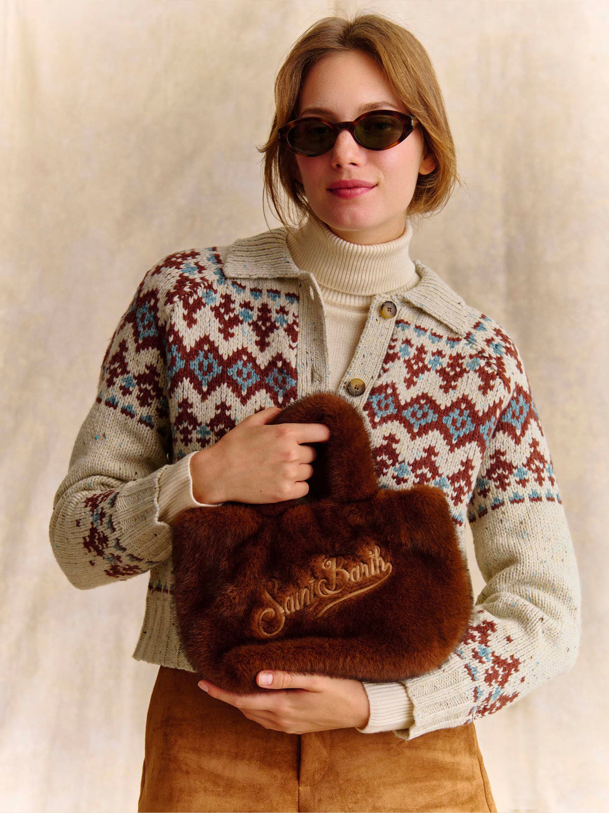 Cardigan in misto lana Donegal Patty con motivo fair isle