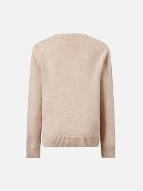 Princess cashmere-blend sweater with Non voglio crescere embroidery