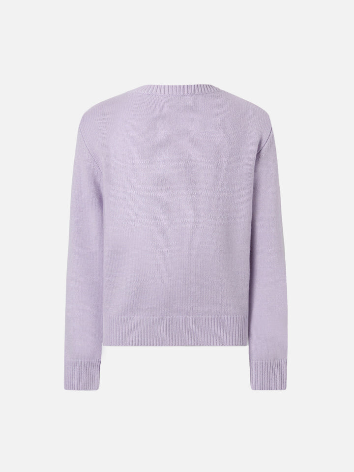 Girocollo Princess in misto cashmere con jacquard Bella e Monella