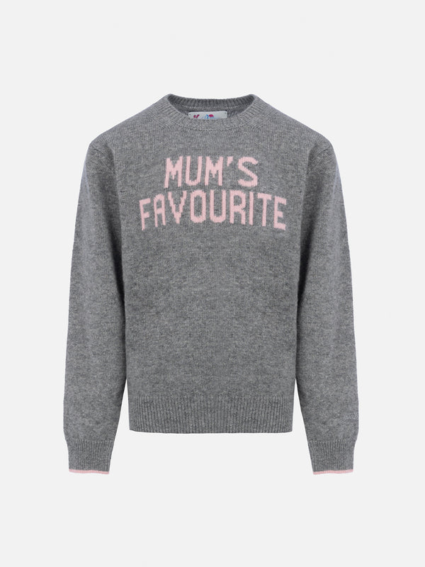 Girl grey crewneck sweater Princess with Mum's favourite print