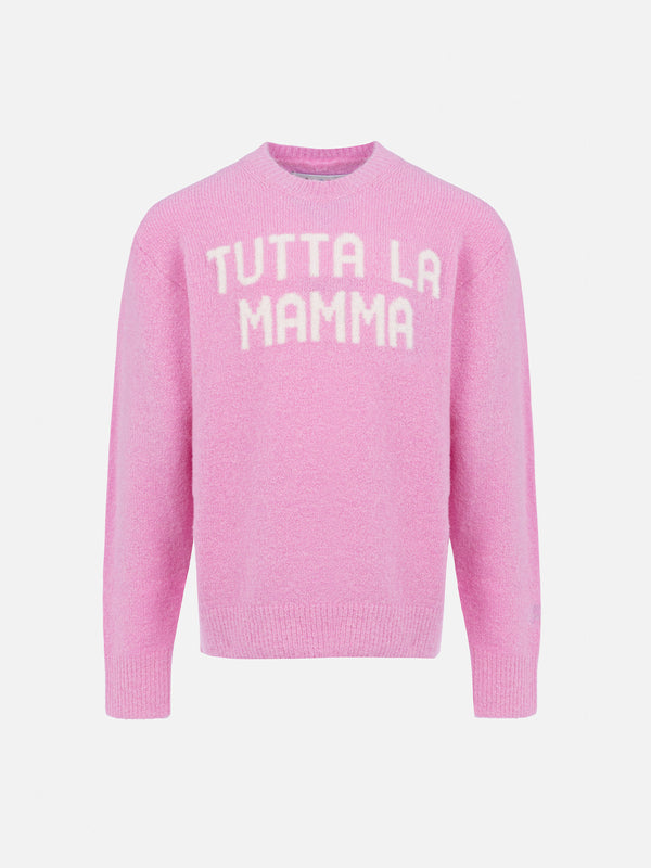 Girl pink crewneck sweater Princess with Tutta la mamma print