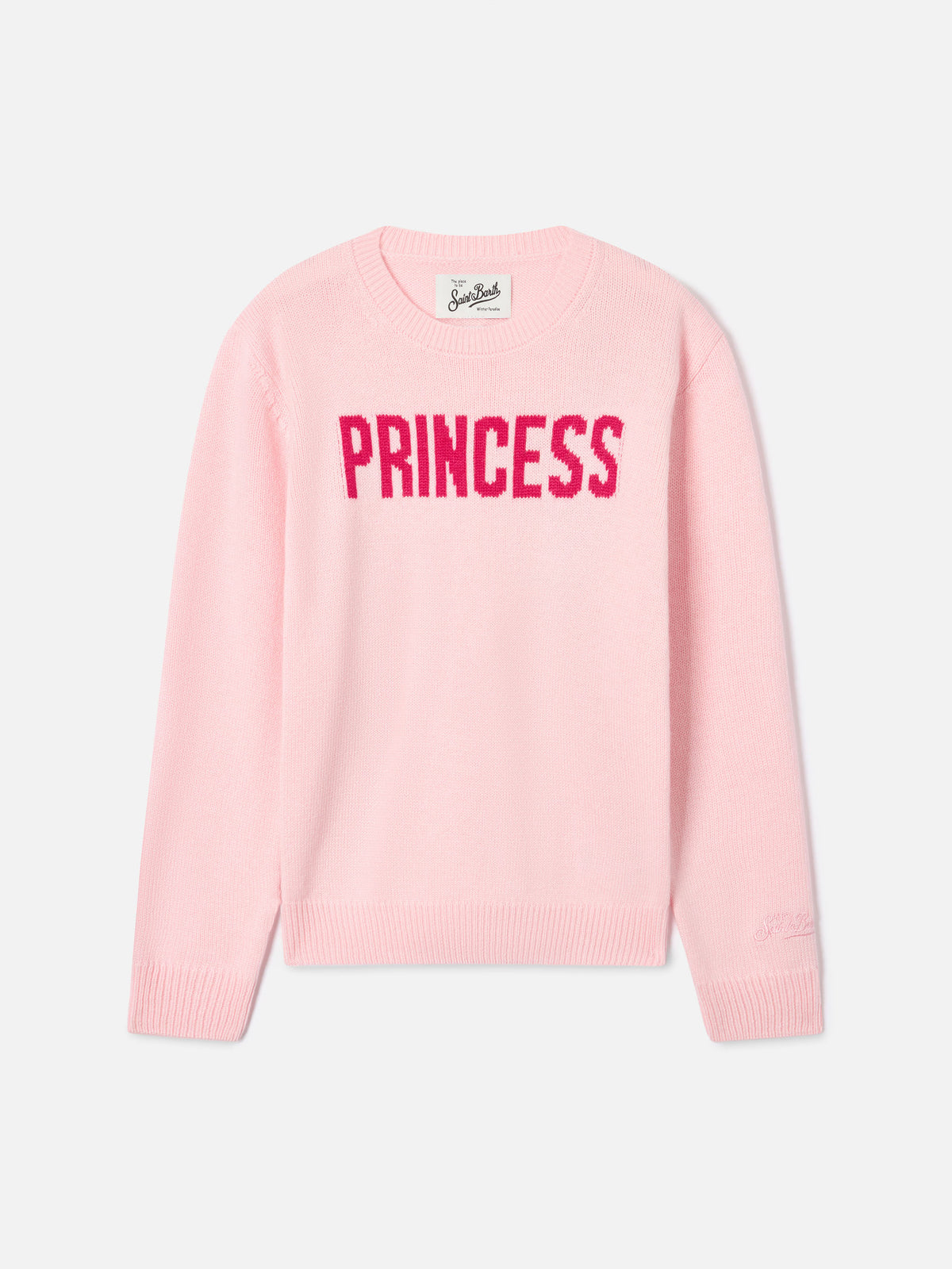 Pink Princess Rundhals-Strickpullover mit Princess-Intarsie 
