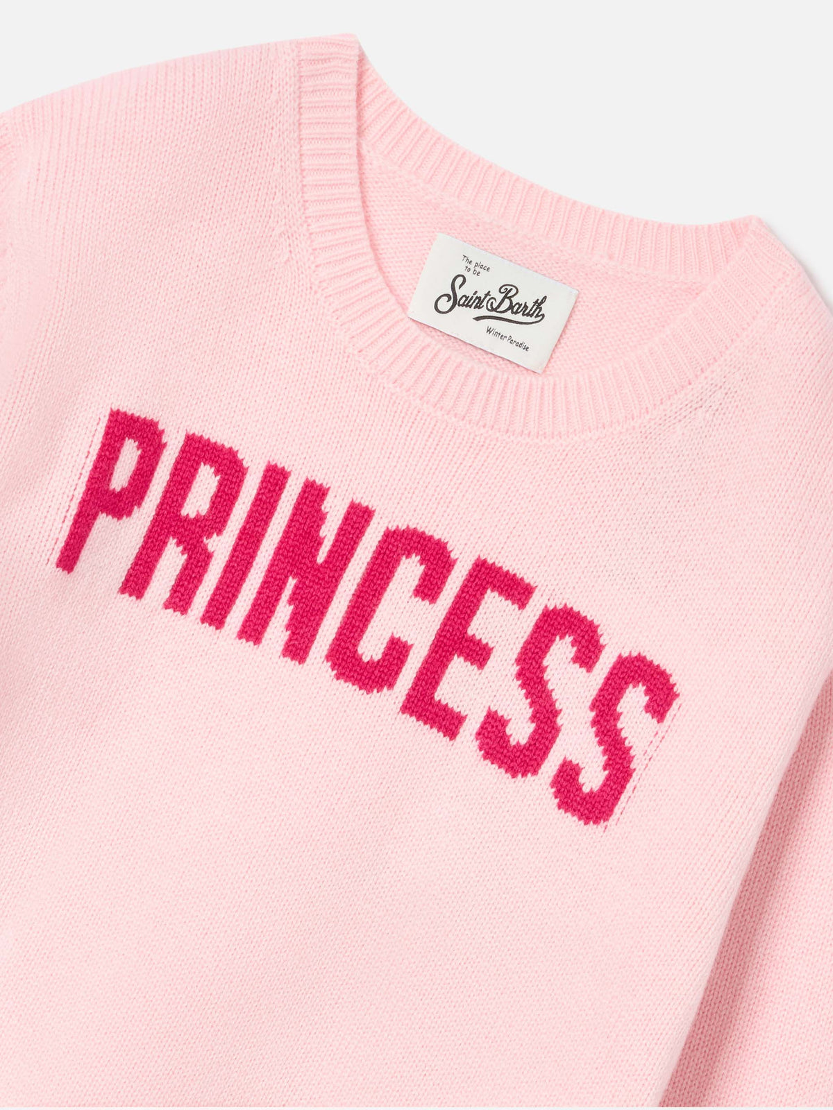 Pink Princess Rundhals-Strickpullover mit Princess-Intarsie 