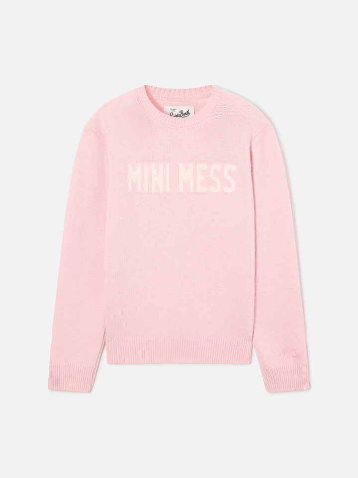 Maglia girocollo Princess rosa con intarsio Mini Mess