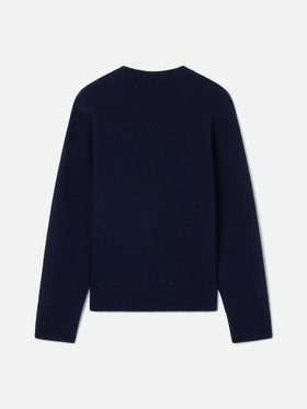 Princess Rundhals-Strickpullover in Navy blue mit Zero Sbatti-Stickerei 