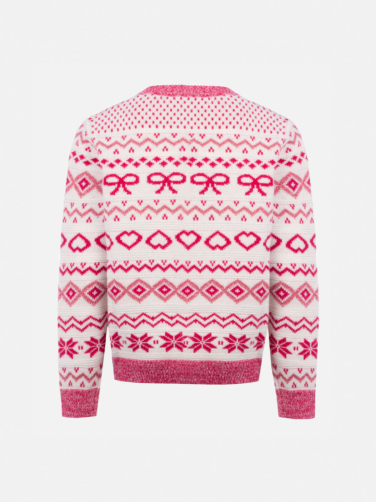 Maglione girocollo fair-isle da bambina Princess con logo in strass St. Barth