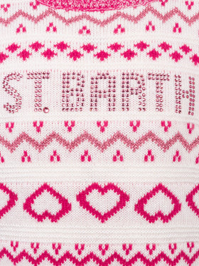 Maglione girocollo fair-isle da bambina Princess con logo in strass St. Barth