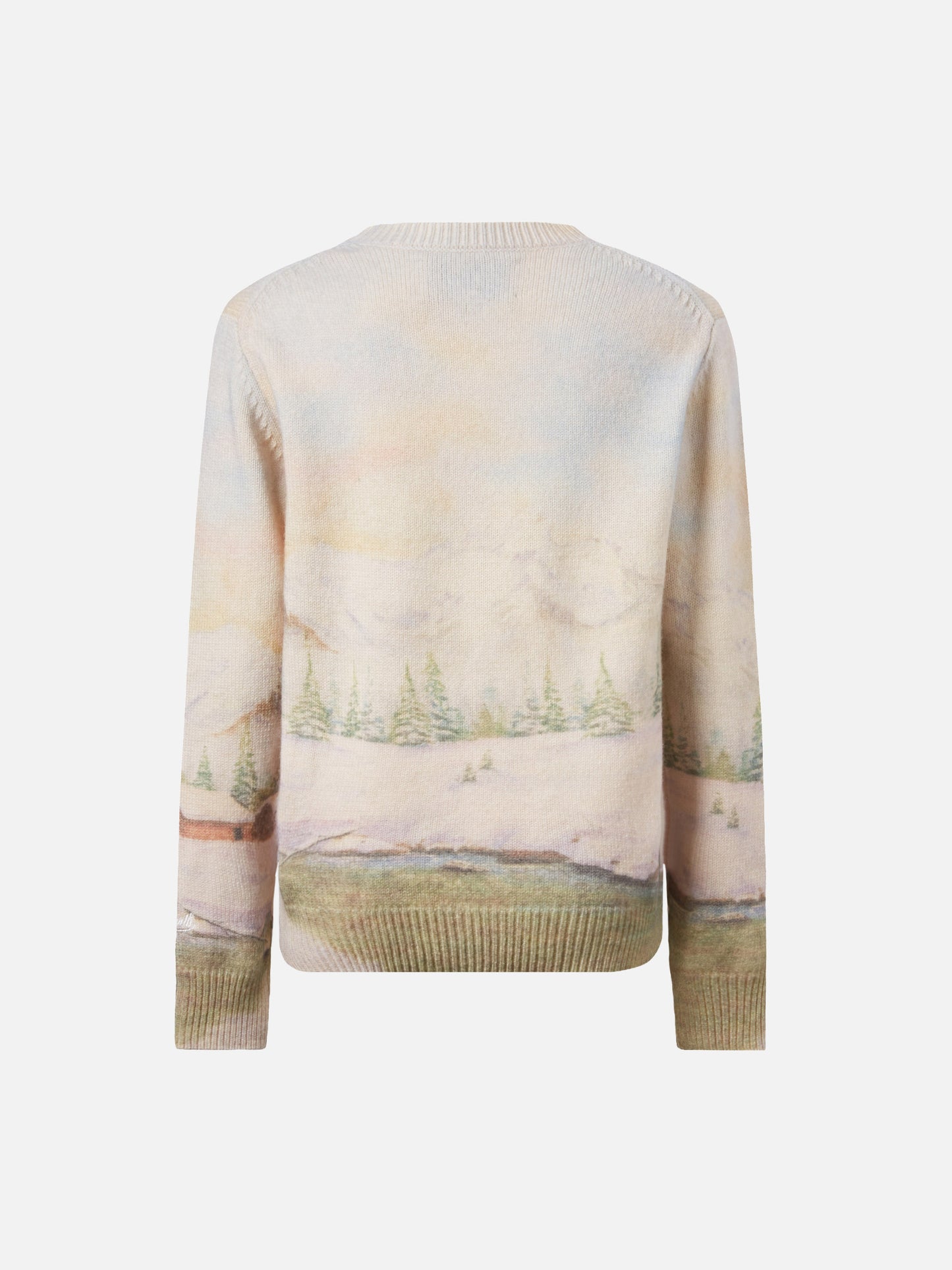 White crewneck Princess with mountain print and dreamland  embroidery