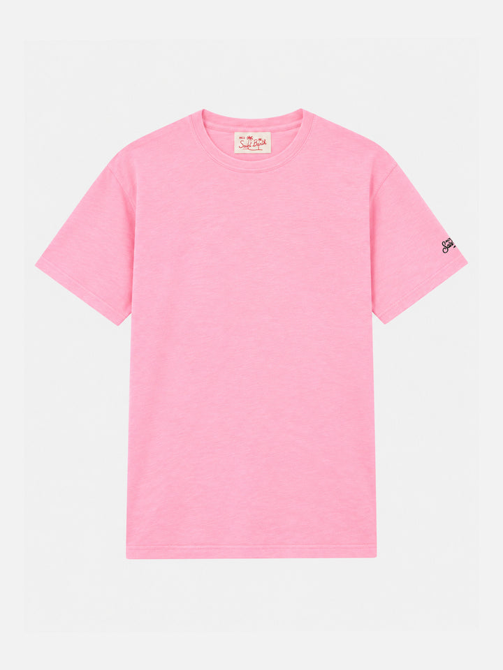 T-shirt President in cotone fiammato rosa