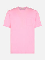 Man pink flamed cotton t-shirt President with embroidery