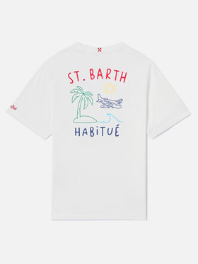 White Portland t-shirt with St. Barth Habitué embroidery