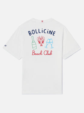 White Portland t-shirt with Bollicine Beach Club embroidery