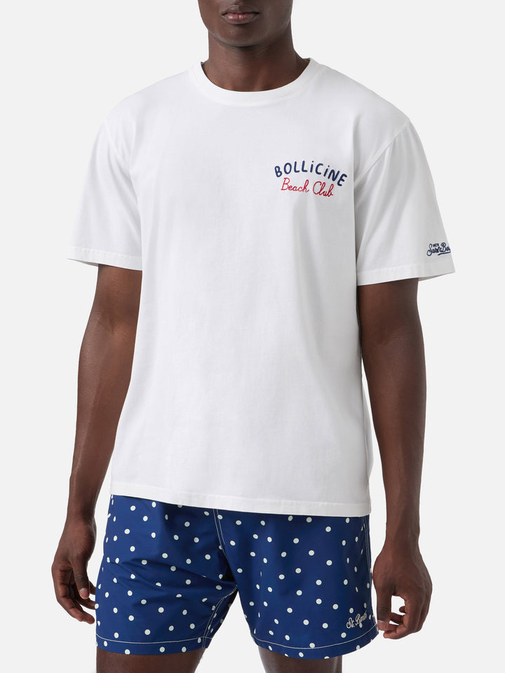 T-shirt Portland bianca con ricamo Bollicine Beach Club