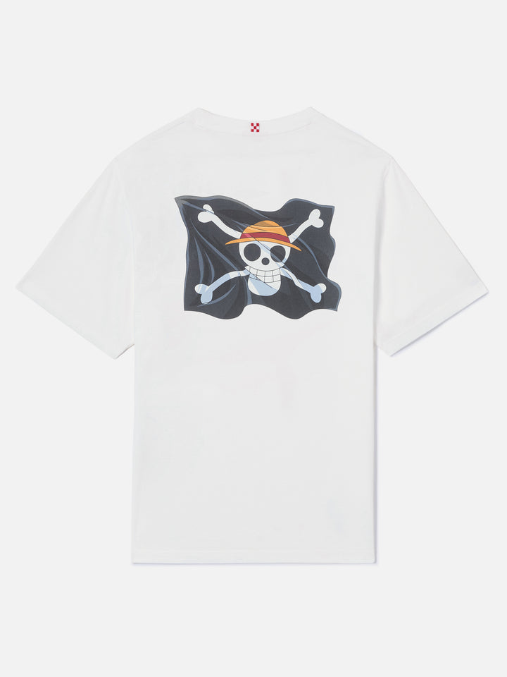 White Portland t-shirt with One Piece Luffy embroidery | Special Edition