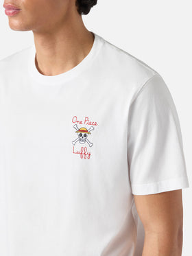White Portland t-shirt with One Piece Luffy embroidery | Special Edition